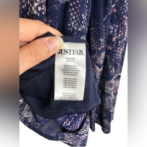 NEW JustFab Purple & Blue Printed Cross Back Mini Dress Size Small - Picture 8 of 9